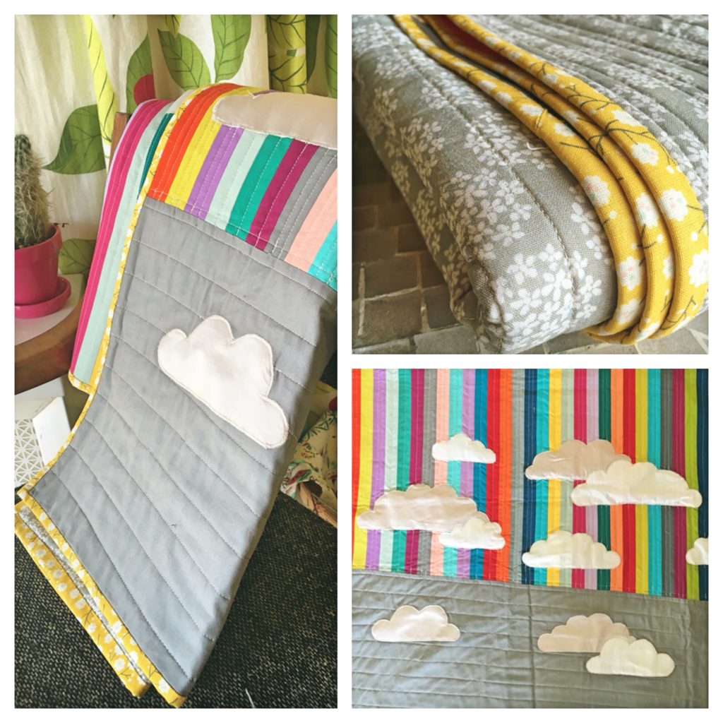 modern rainbow cloud quilt