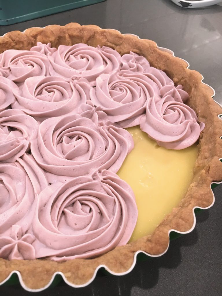 Earl Grey-Lavender Buttercream Lemon Curd Shortbread Tart