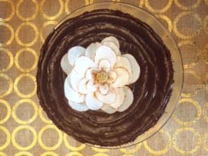 dark chocolate ganache cake with wafer paper magnolia