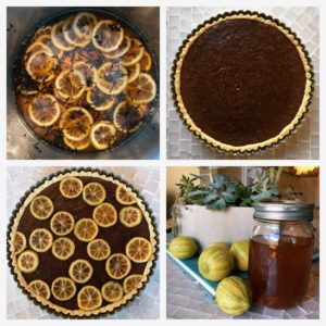 Chocolate Tart with Tea-Candied Pink Lemons