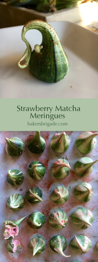 Strawberry Matcha Meringues