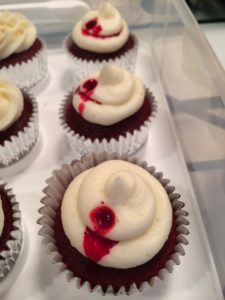 Bloody Bullet Hole Cupcakes