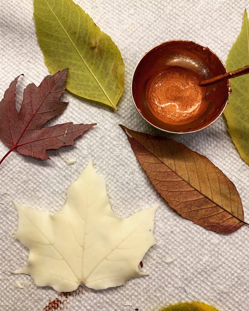 Maple Apple Cake White Chocolate Leaves