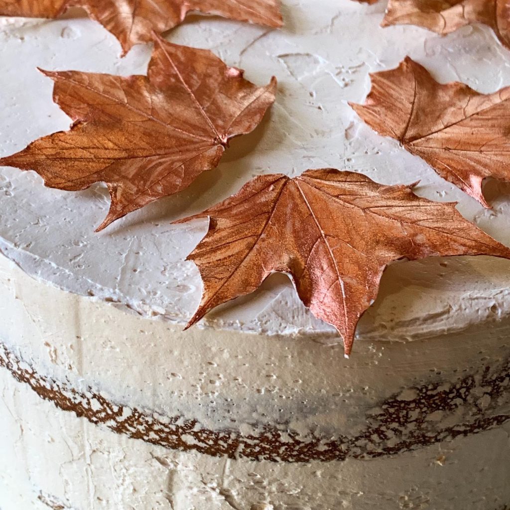 Maple Apple Cake White Chocolate Leaves
