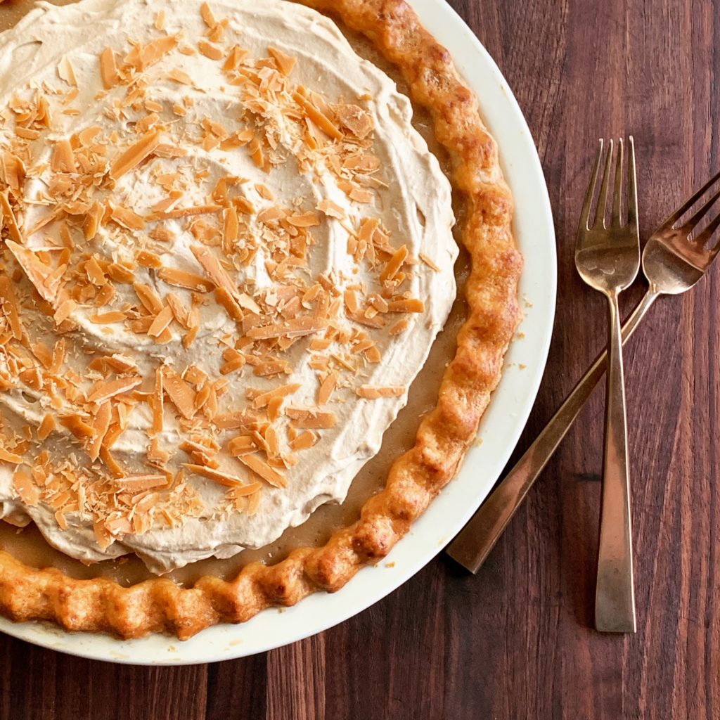 Bourbon Butterscotch Pie with Molasses Whipped Cream