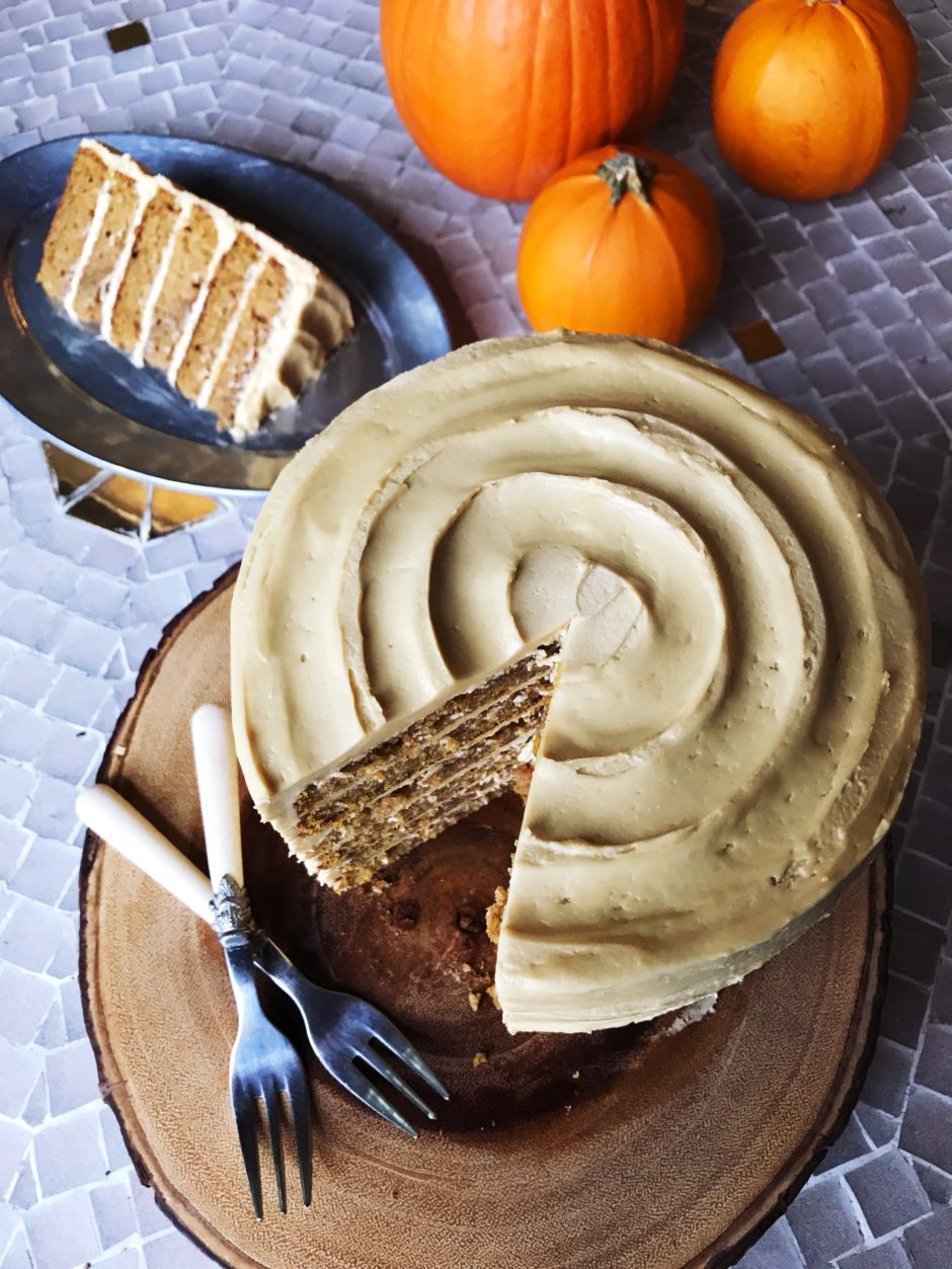 Pumpkin Cake With Molasses Cream Cheese Frosting